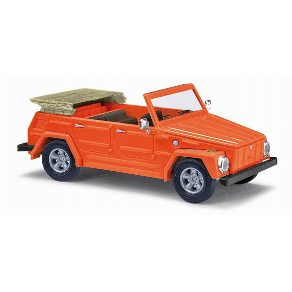 Busch 52705 VW 181 Kurierwagen, offen, mit Alufelgen, orange, H0