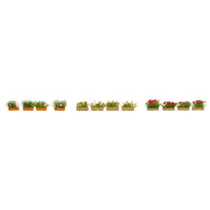 Noch 14009 Blumenkästen blühend rot, weiß...