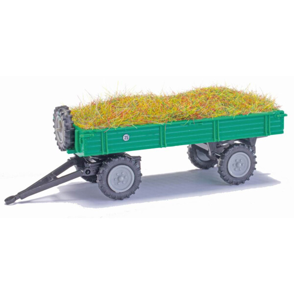 Busch 210010225 Anhänger T4 mit Heuladung, Grün, H0