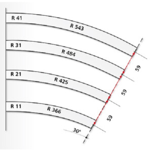Tillig 85045 Gebogenes Schwellenband  R41 - 543...