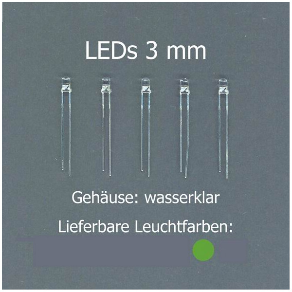 Tams  81-30205-05 LED bedrahtet, 3 mm, 5-er Pack grün, klar, 5000 mcd, 20°