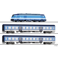 Tillig 015056 Einsteigerset-Reisezug mit Bettungsgleisoval der ČD, Epoche VI, TT