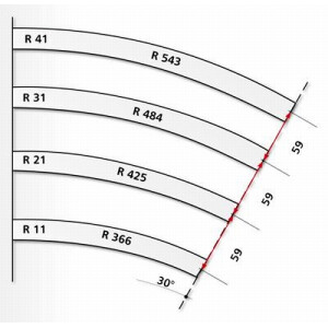 Tillig 85143 Gebogenes Gleis R31 - 484 mm/30°, H0
