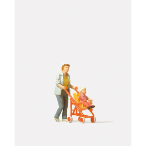 Preiser 28079 Frau mit Buggy, H0