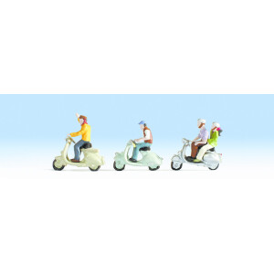 Noch 36910 Motorrollerfahrer, 4 Figuren mit 3...