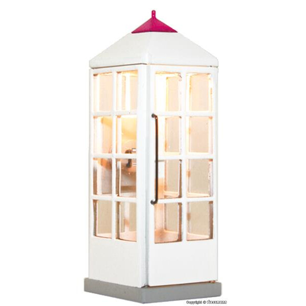 Viessmann 1372 Telefonzelle Telekom geschlossen mit LED-Beleuchtung, H0