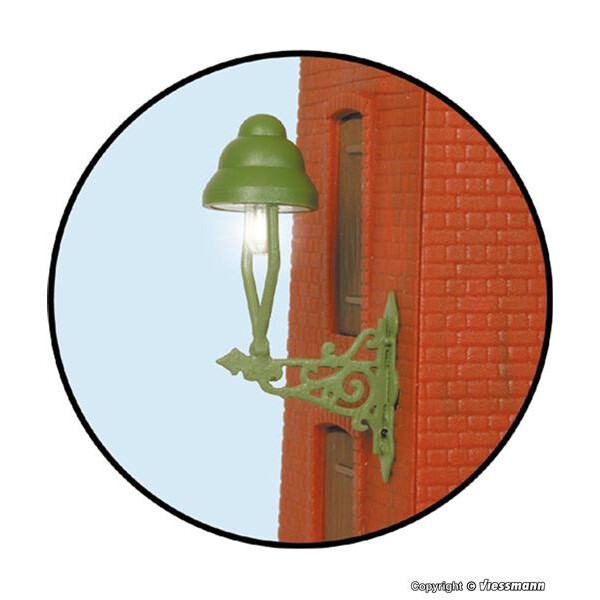 Viessmann 6013 Gas wall lamp green, LED warm-White, H0