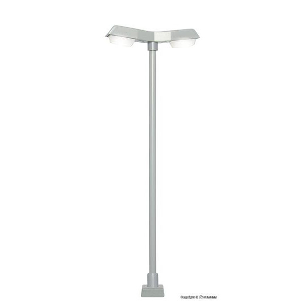 Viessmann 60971 Straßenleuchte modern, doppelt, Kontaktstecksockel, 2 LEDs weiß, 100 mm hoch, H0