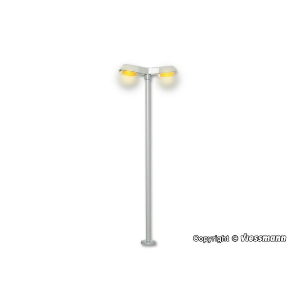 Viessmann 6098 Straßenleuchte modern, doppelt, 2 LEDs gelb, 100 mm hoch, H0