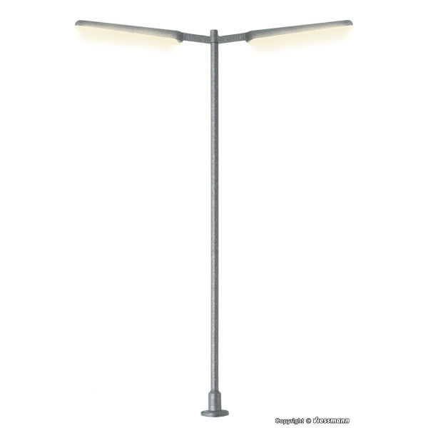 Viessmann 6099 Schlanke Straßenleuchte doppelt, 2 LEDs weiß, 87 mm hoch, H0