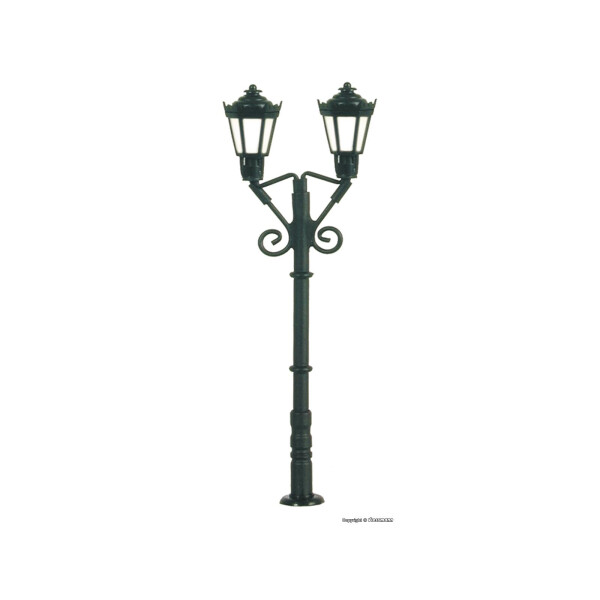 Viessmann 6973 Park lamp double, black, LED warm-white, TT