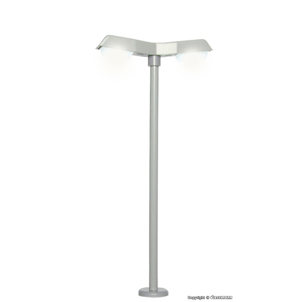 Viessmann 6997 Straßenleuchte modern doppelt, LED weiß, 80 mm hoch, TT