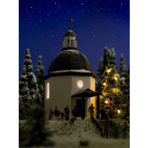 Vollmer 42412 Silent Night Memorial Chapel with lighting, artificial snow, functional kit, H0